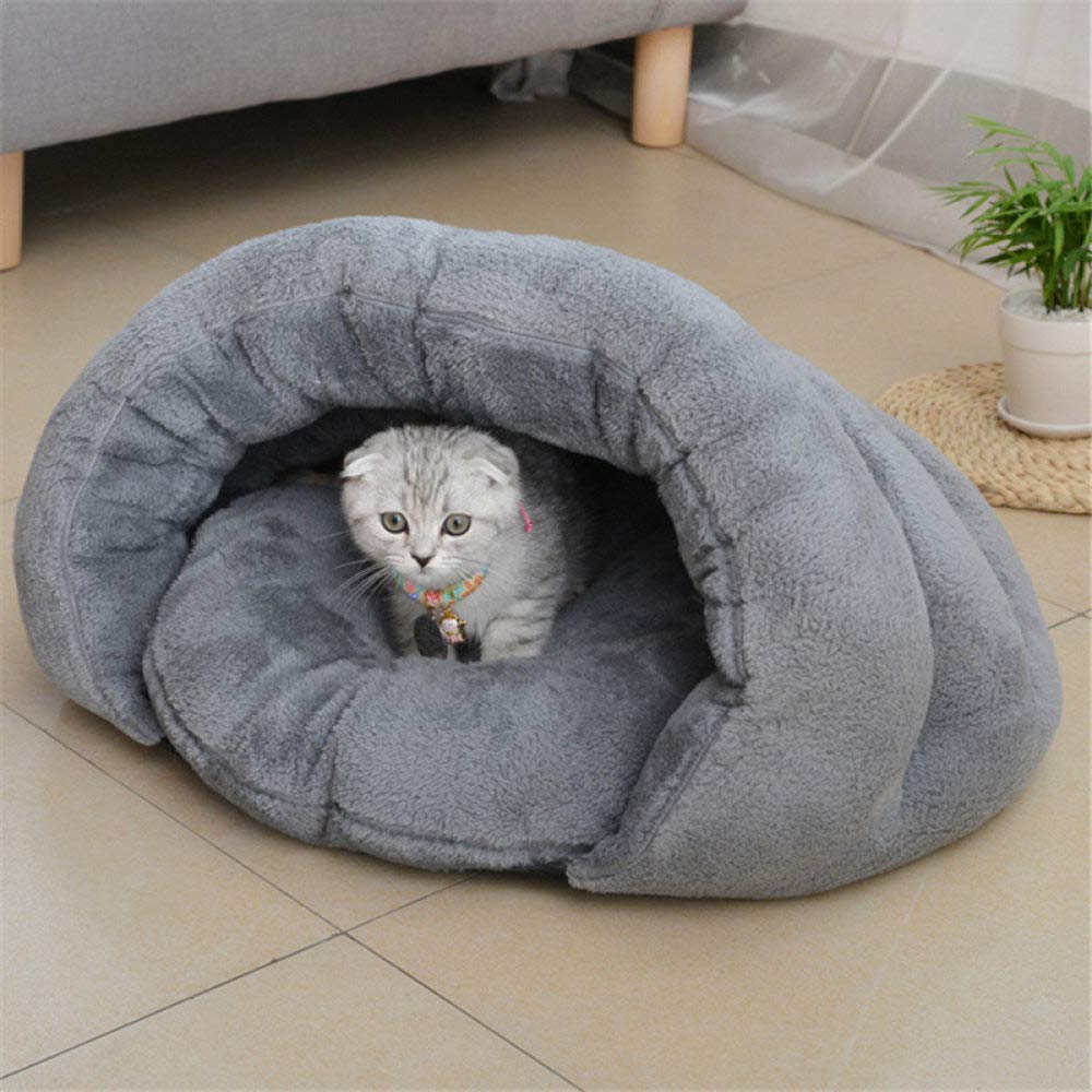 Lit pour chat et petit chien S marron gris | Nid douillet en peluche
