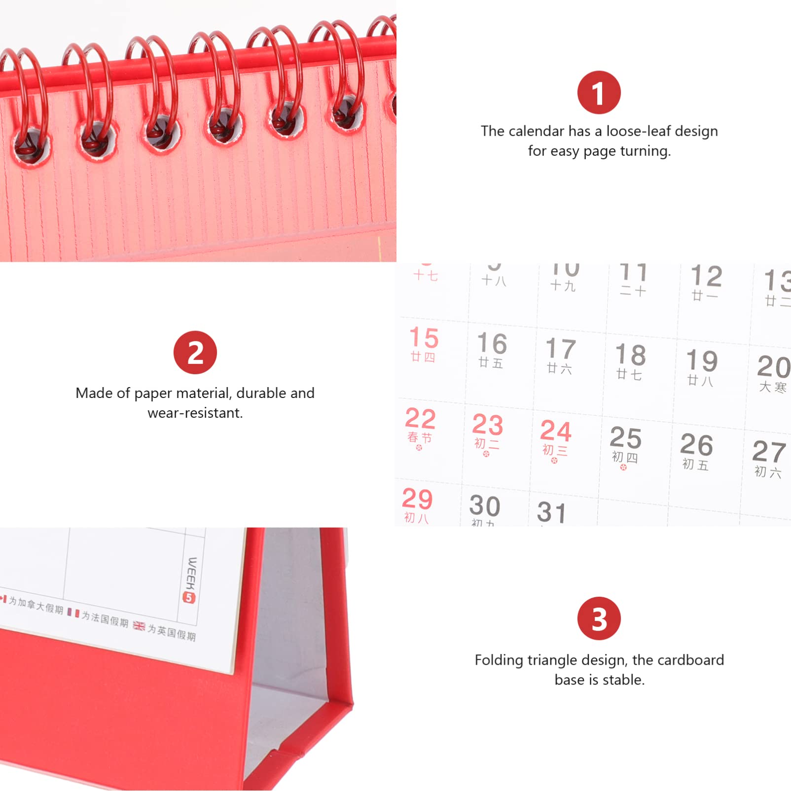 Tofficu 5stücke Tischkalender Year Desktop Kalender Dekorativ Mit Einfacher Gestaltung Für Planung Und Organisation Für Büro Zuhause Und Schule Doppelte Spiralbindung Perforierte