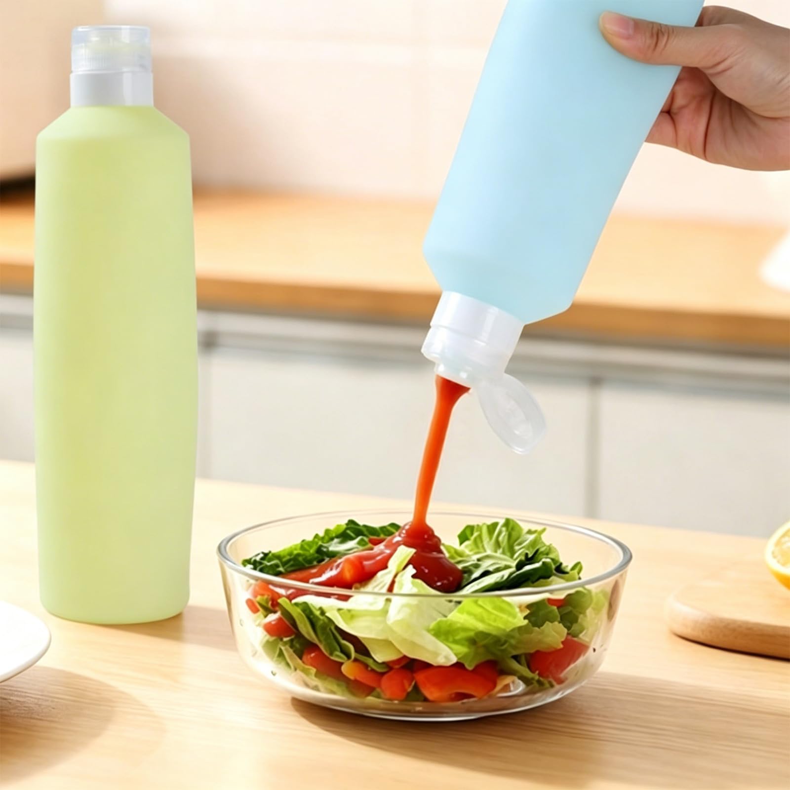 PANGBOER 4 dispenser per condimenti in morbido silicone, bottiglie da spremere, a tenuta stagna, per salsa, aceto e olio, adatte per la casa, e l ' uso esterno, bottiglie per salsa barbecue