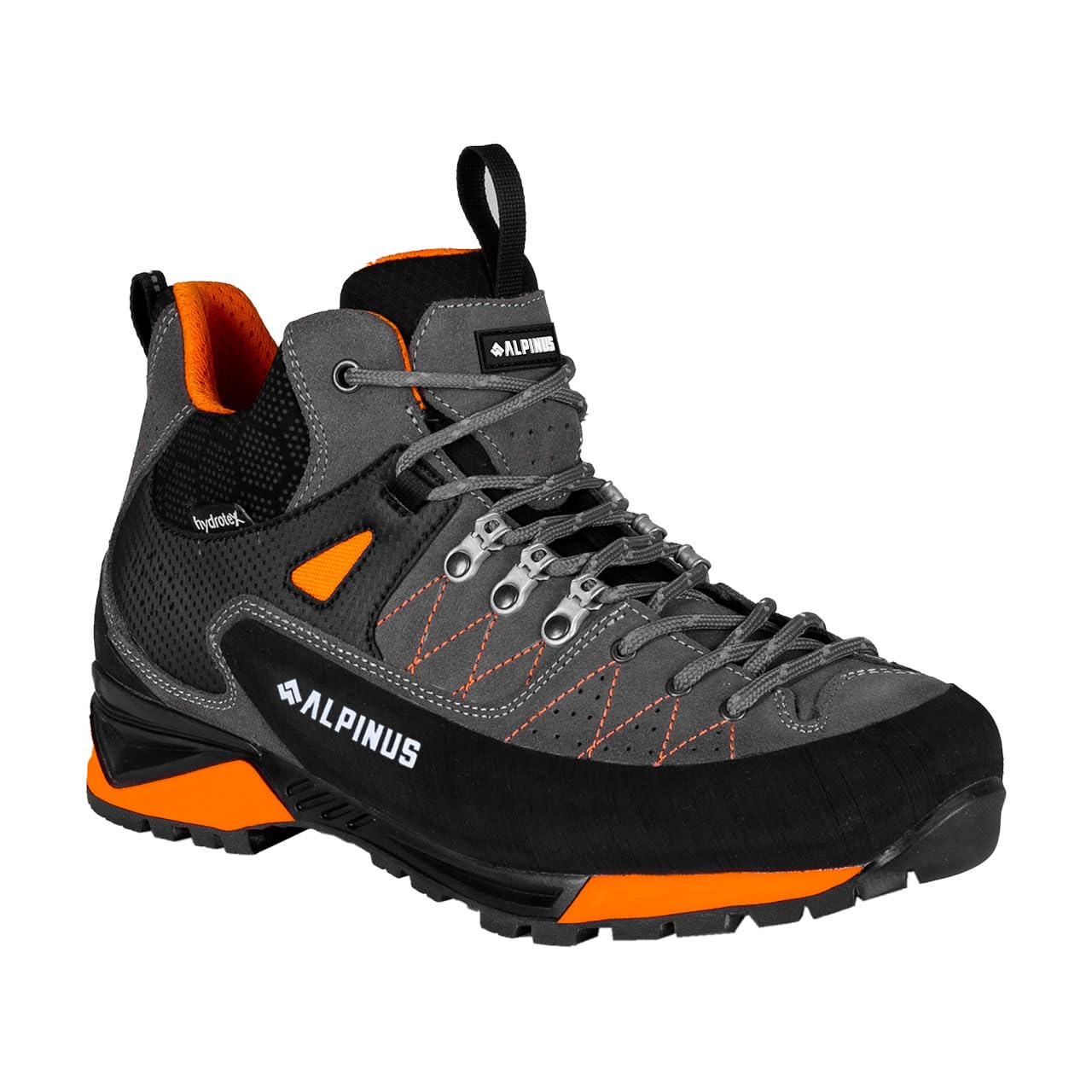 Alpinus - Buty Trekkingowe The Ridge Mid Pro, Buty Turystyczne, Górskie, Hikingowe, antracytowo - pomarańczowe GR43288
