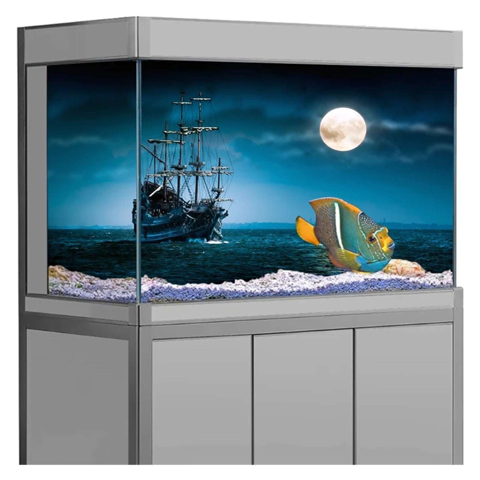 Fond Aquarium Autocollant de Fond d'aquarium, Affiche Ciel Nocturne, décoration, Papier Peint Autocollant, arrière-Plan(41x 122cm)
