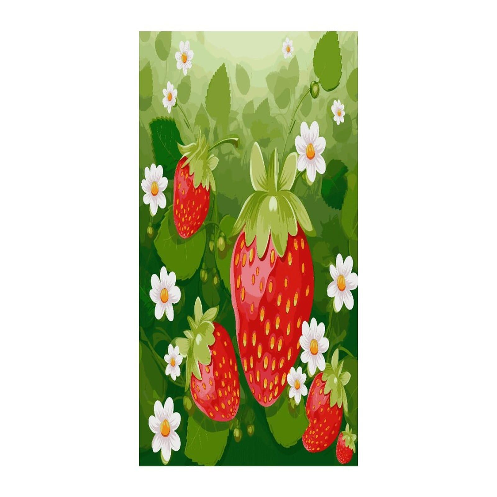 Adfgyerh Style Strawberry And Flower Curtains，Polyester Blackout Extra Wide，Door Curtain， 35.4X 70.9 Inch For Temporary Room Dividers Bedroom Living Room，Room Darkening Curtains ，For Doorway Privacy For Wall Hangi