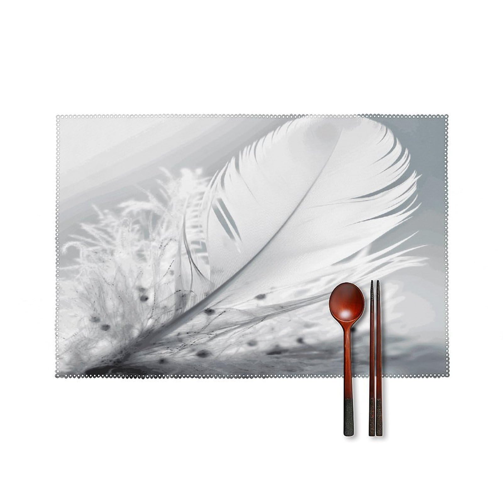 Fodpand Style Fluttering White Feathers Placemats Set Of 4 Place Mats Table Mats