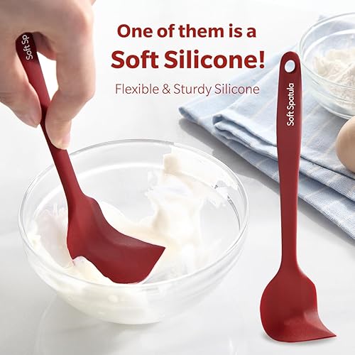 Miniatura 4 de Wanbasion 5 espátulas de silicona resistentes al rojo de 10.8 pulgadas, espátula de silicona de cocina de calor de 600 F para cocinar, apta para