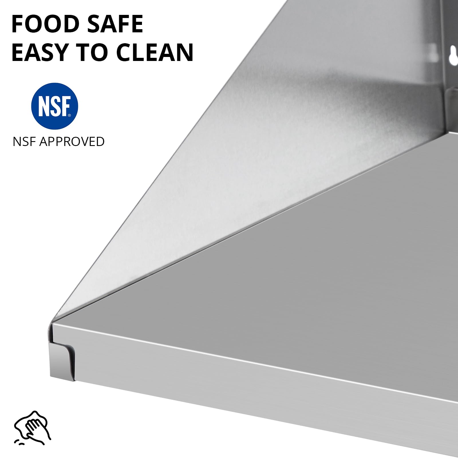 GarveeTech Étagère INOX Commerciale Murale 185-200 LB Supports Soudés
