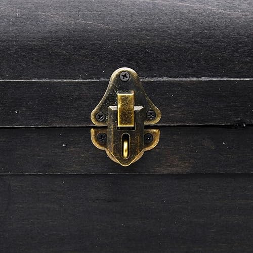 Miniatura 7 de Cofre del tesoro de madera grande, color marrón, baúl de almacenamiento de madera maciza con cerradura, organizador para el hogar, caja de