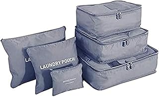 Travel Luggage Organizer-Travel Clothe Storage Bag-Travel Mesh Pouch -Laundry Bag-Travel Packing Organizer-Clothing Sorting Package- Travel Shoe Bag 6 PCS- multi (Grey)