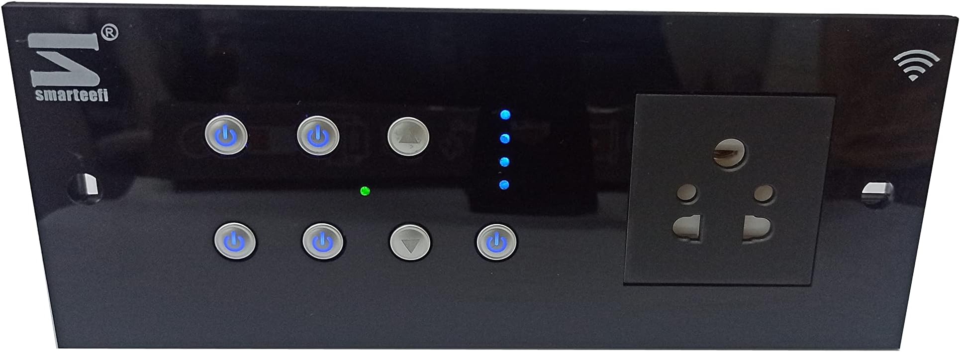 Smarteefi WiFi Smart Switch Board with Smart Switches, Smart Fan Control, Smart Plug (6Module-Horizontal, Black)