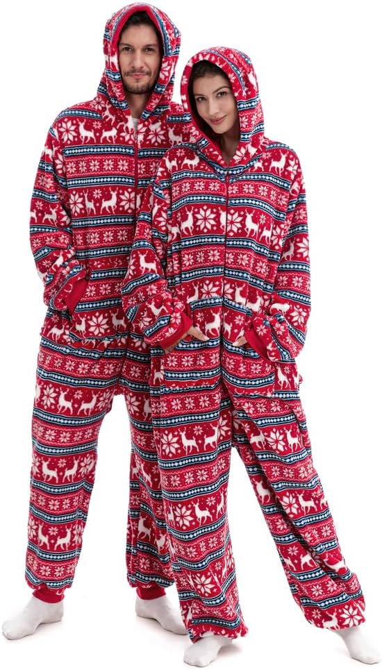 HSCTEK Fuzzy Teddy Fleece Family Christmas Matching Onesie with Hoodie(One Set for Single One) - Image 3