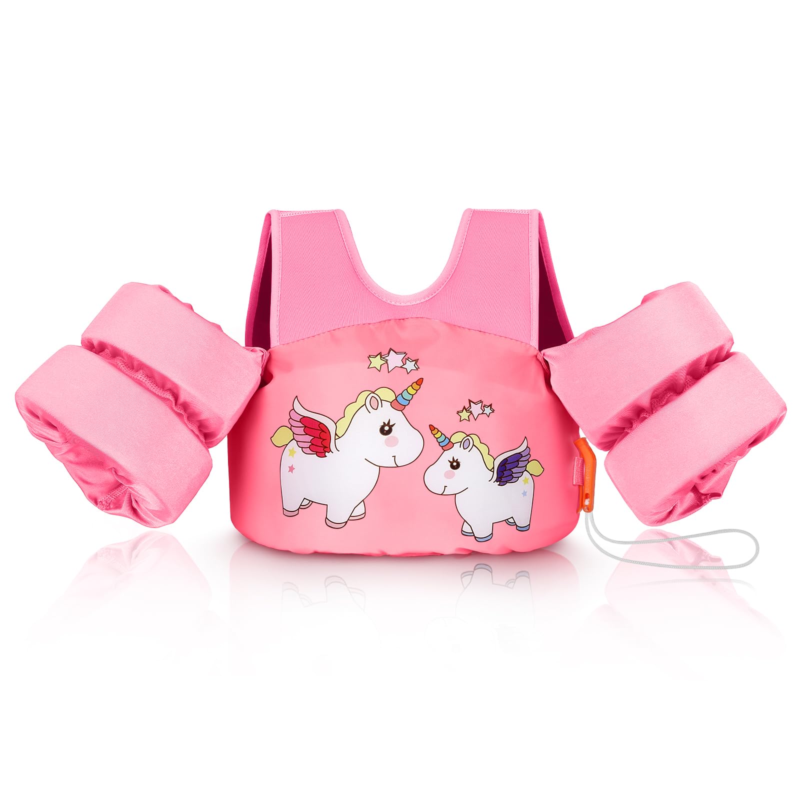 HeySplashKids Swimming Vest,Toddler Floaties Fit 22-70 Lbs,Puddle Kids Jumper with Adjustable Strap, Swim Jacket Water Wing Arm Baby Float,Pool Beach Sea Swimming Aid for Girl 2-7 Years,Pink Unicorn