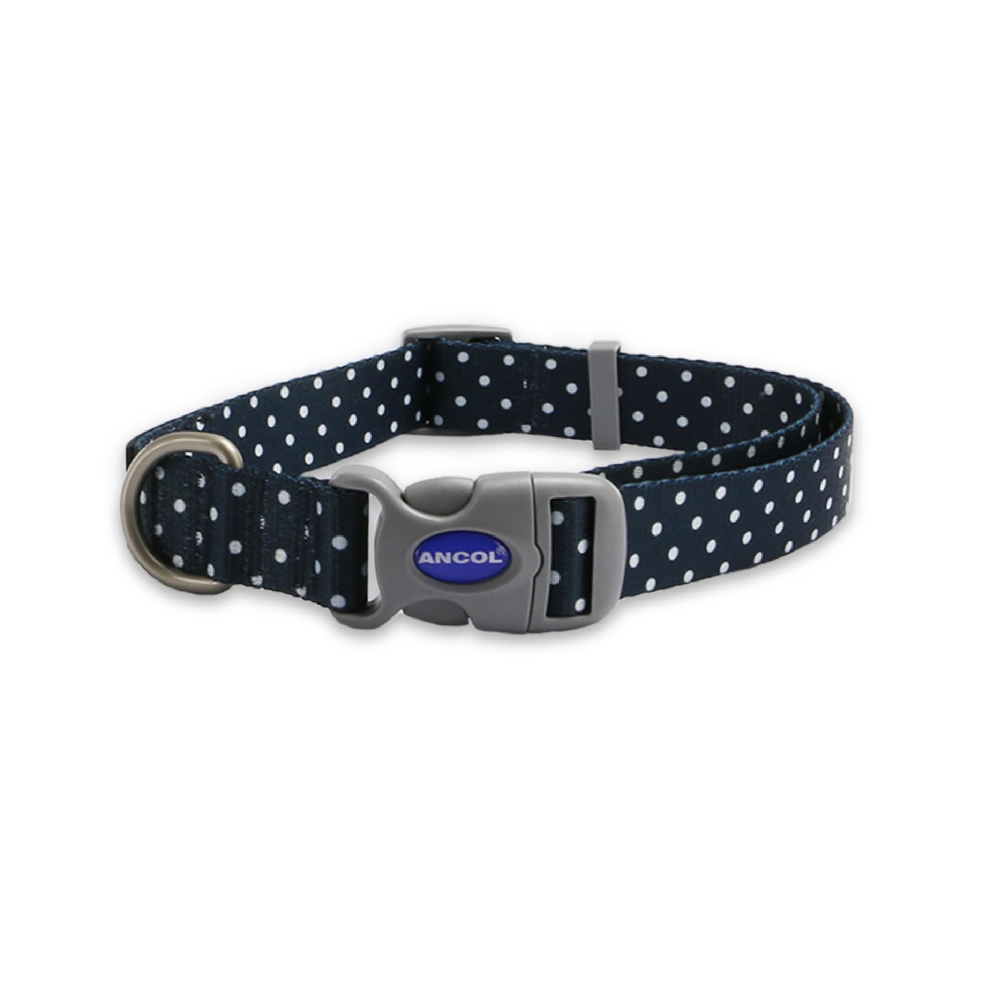 Ancol Soho Round Dog Collar Polka Dot Patterned, 100% Recycled Fabric Comfortable Pet Accessory