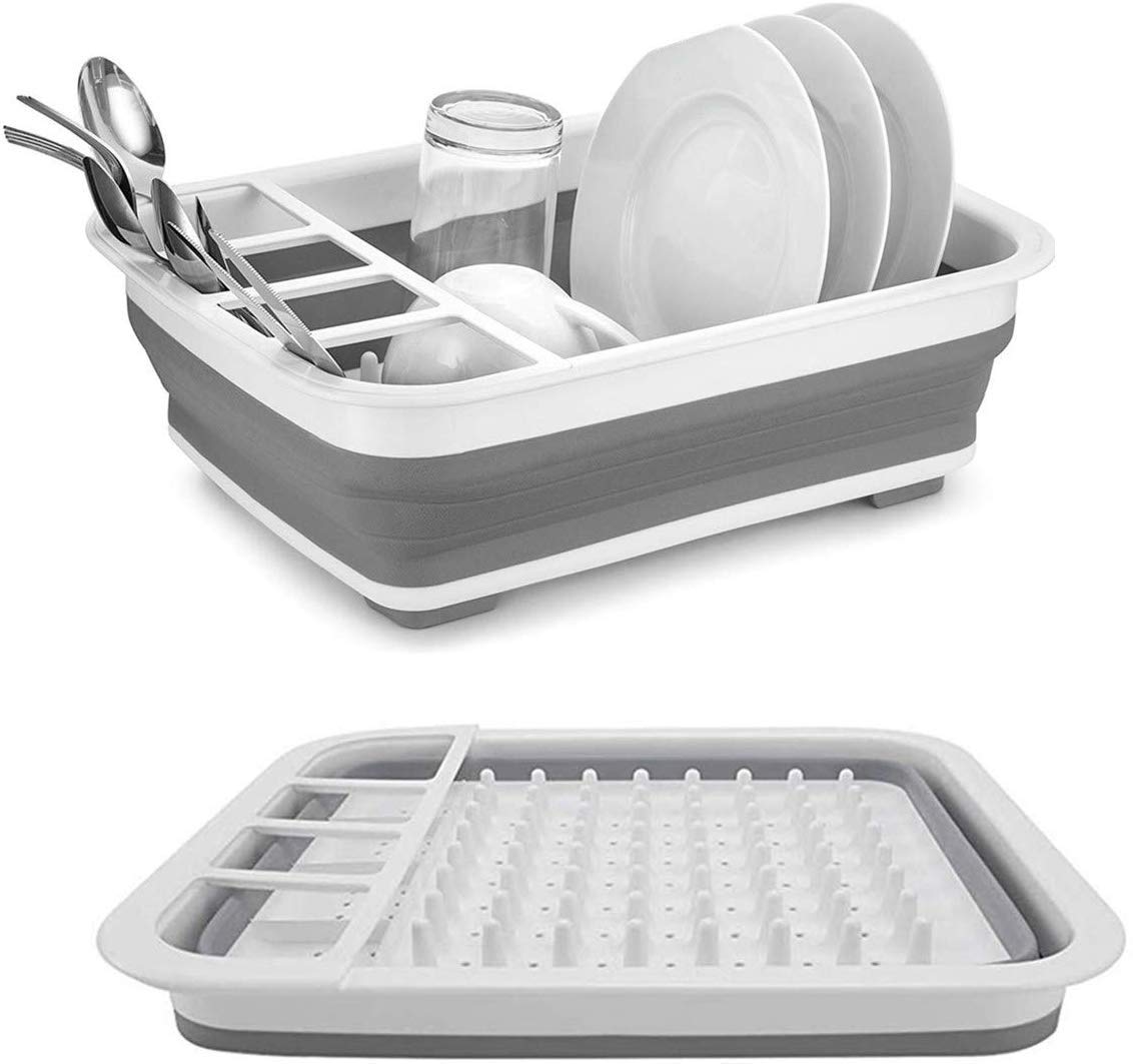 Foldable Dish Drying Drainer Rack for Kitchen Counter, Collapsible Silicone Dinnerware Organizer, Portable Travel Storage Solution, Durable PP and TPE Material, Easy to Clean-image-20