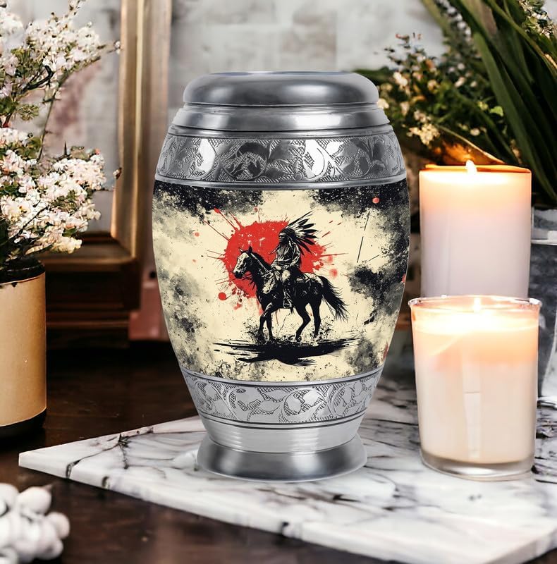 Native American Burial Urn for Ashes, Combo of 1 Large Urn with Velvet Bag and 2 Small, Large Urns for Human, Memorial Urn Small, Cremation Ash Urns Mini, Mom Urn, Funeral Urn,