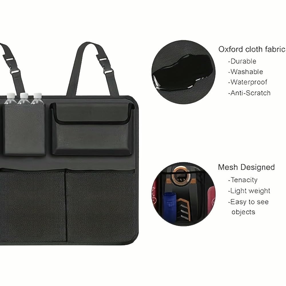 ZBDZSW Organizer per Bagagliaio Auto, Organizer da Appendere al Sedile Posteriore con 8 Grandi Borse portaoggetti, Organizer per Bagagliaio Super capiente, SUV, Camion, Furgone