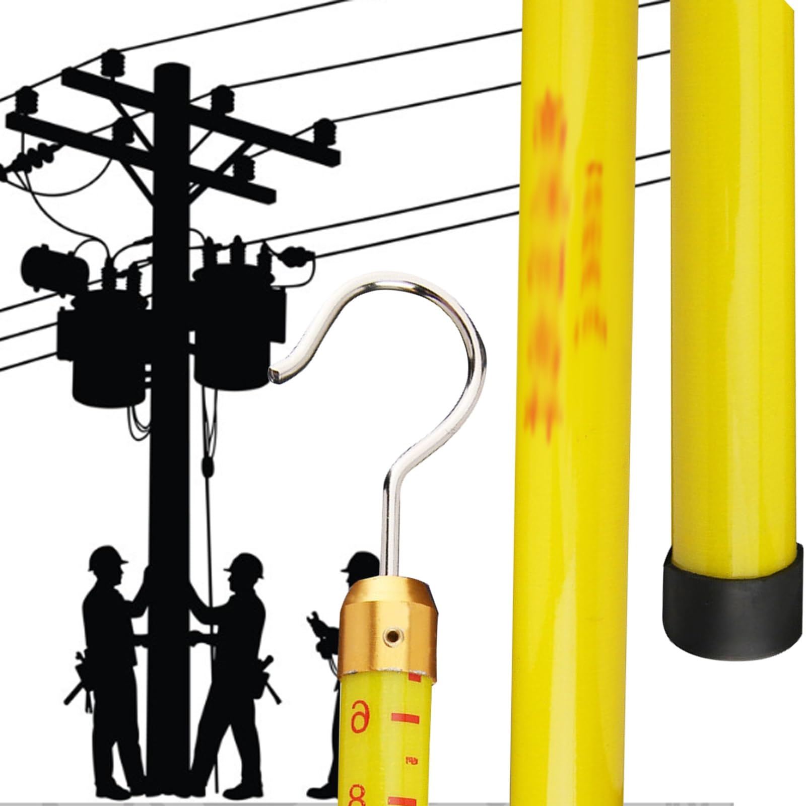 Perche de Mesure Haute Tension, Perche de Mesure en résine époxy isolée Haute Tension, Tige d'arpentage Extensible de 6 m (19,7 pi) pour Les Travailleurs des télécommunications, Sac de Trans