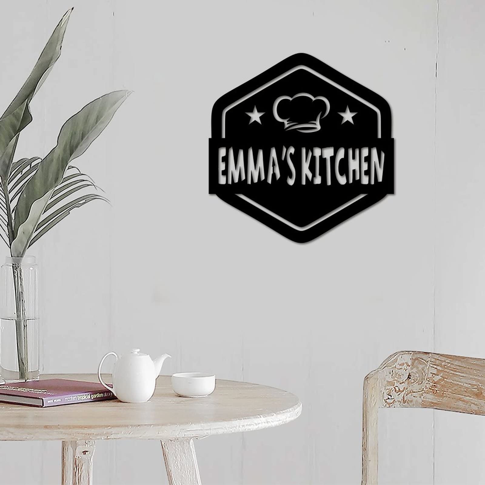 Letrero de metal personalizado para cocina, letrero de bienvenida, nombre, decoración de pared, nombre de cocina familiar, letrero de cocina para mamá, letrero de cocina, letrero de cocina