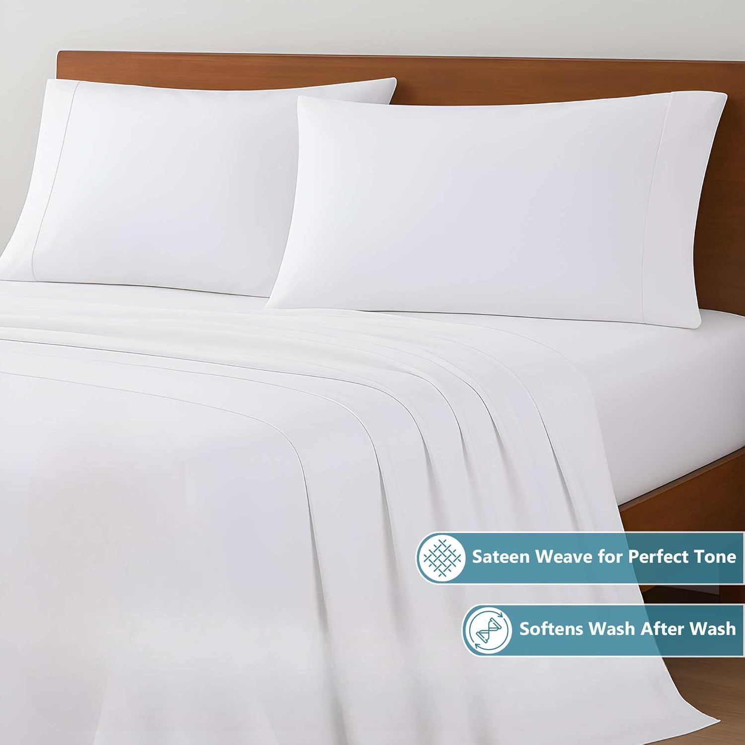 Queen's Linen Cotton Bed Sheets - 100% Cotton - 500 Thread Count - 4-8 Inch Deep Pocket Fitted Sheet with Elastic All Around- Soft & Luxurious Hotel Quality Sheets (White Solid - Queen)