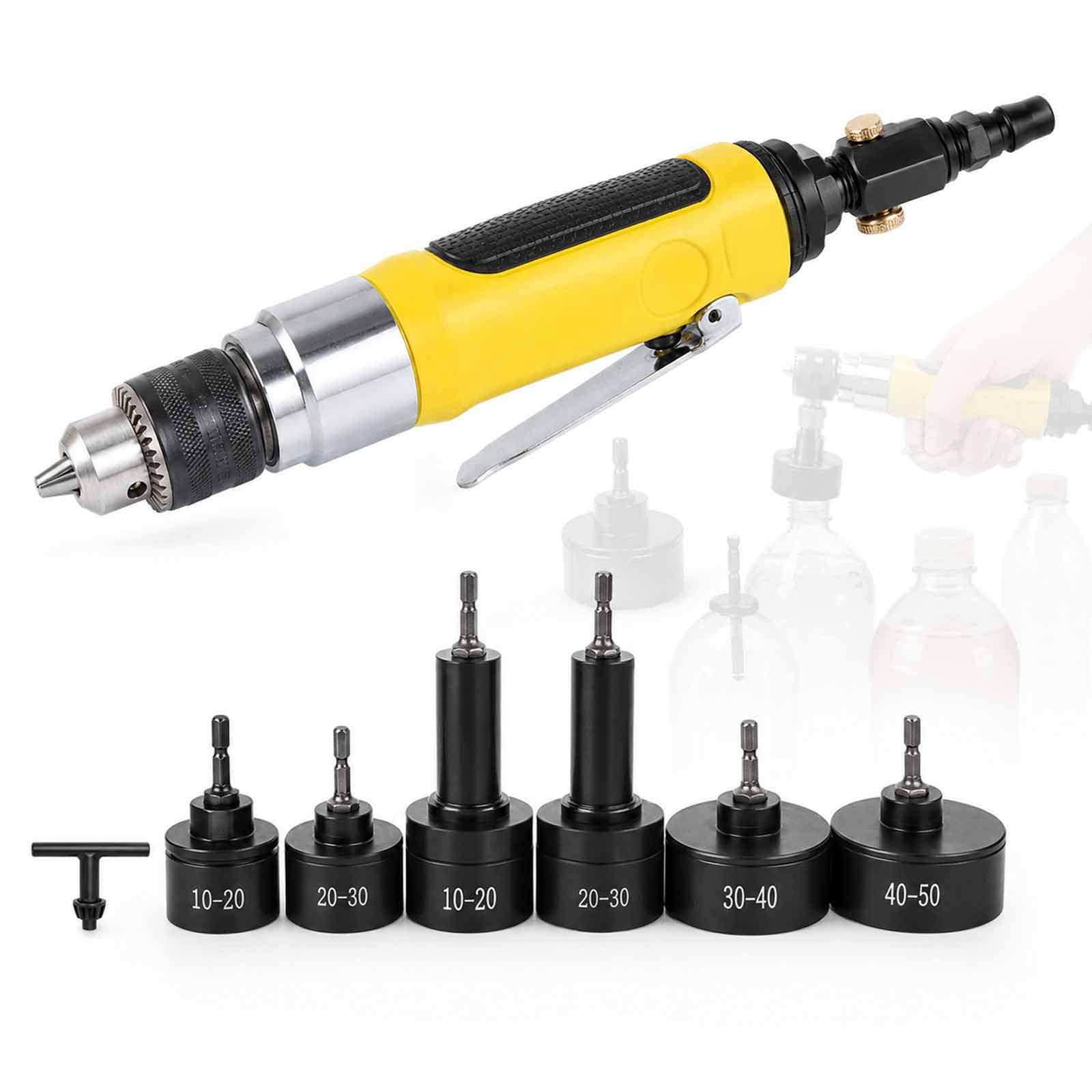 Bottle Cap Locking Machine, Portable Pneumatic Capping Machine, Handheld Pneumatic Bottle Capper For 10-50mm Plastic Caps, Adjustable Speed, Forward/reverse Control For Water And Sample Bottles