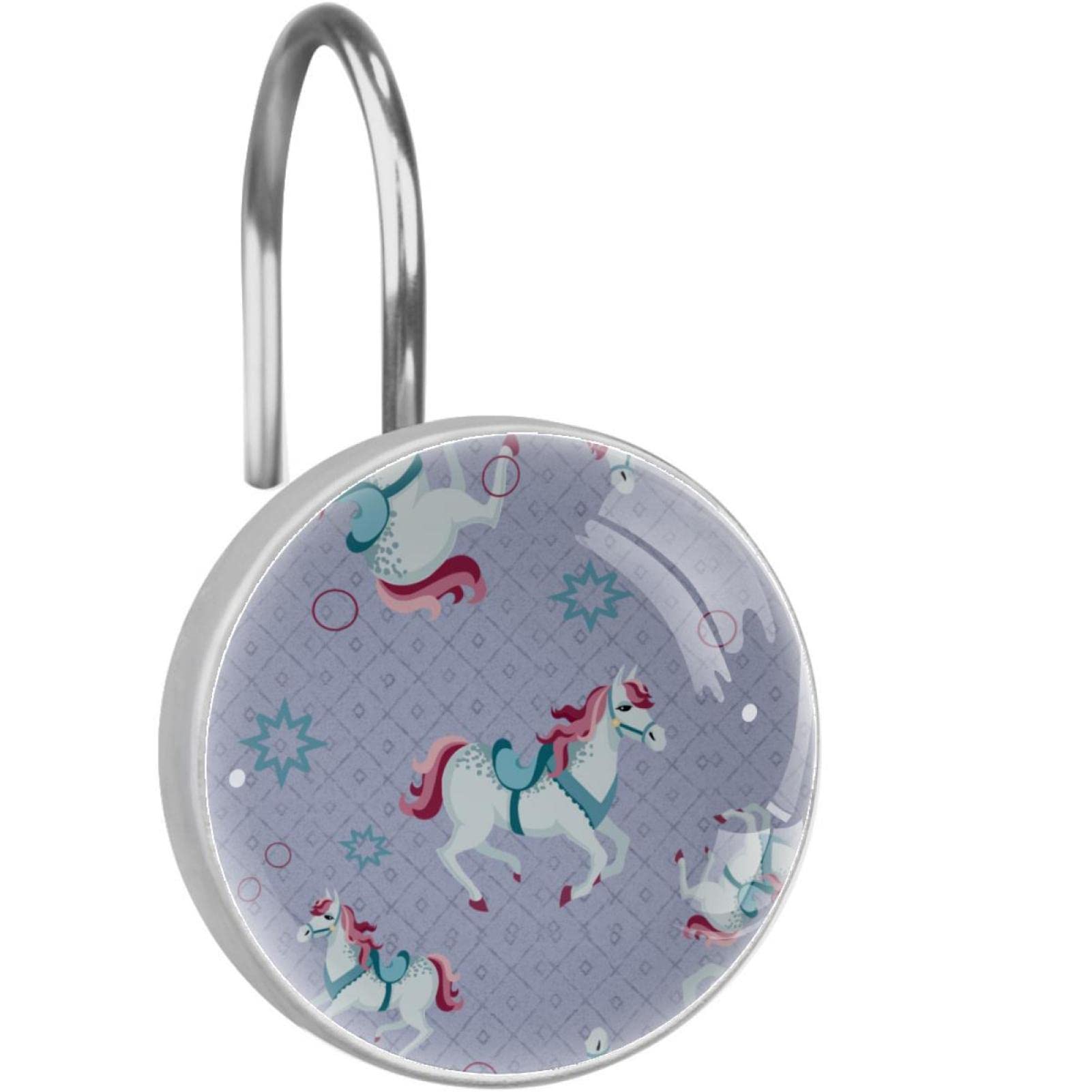 Crochets rideau de douche licorne en acier inoxydable x12 pour salle de bain enfant