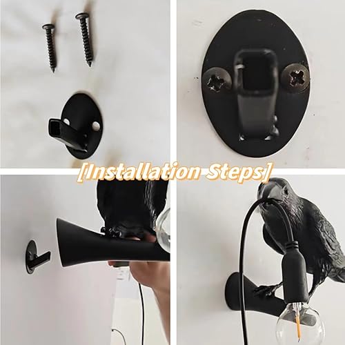 Miniatura 4 de Raven - Lámpara de pared gótica para decoración de habitación, lámpara de cuervo LED de resina para mesita de noche, lámpara de cuervo para