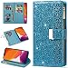 Produktbild Vepbk für iPhone 13 Pro Max (nicht für iPhone 13 Pro) Hülle, Handyhülle Glitzer Leder Flip Case mit Kartenfach Magnet Handschlaufe Geldbörse Tasche Wallet Klapphülle für iPhone 13 Pro Max,Blau