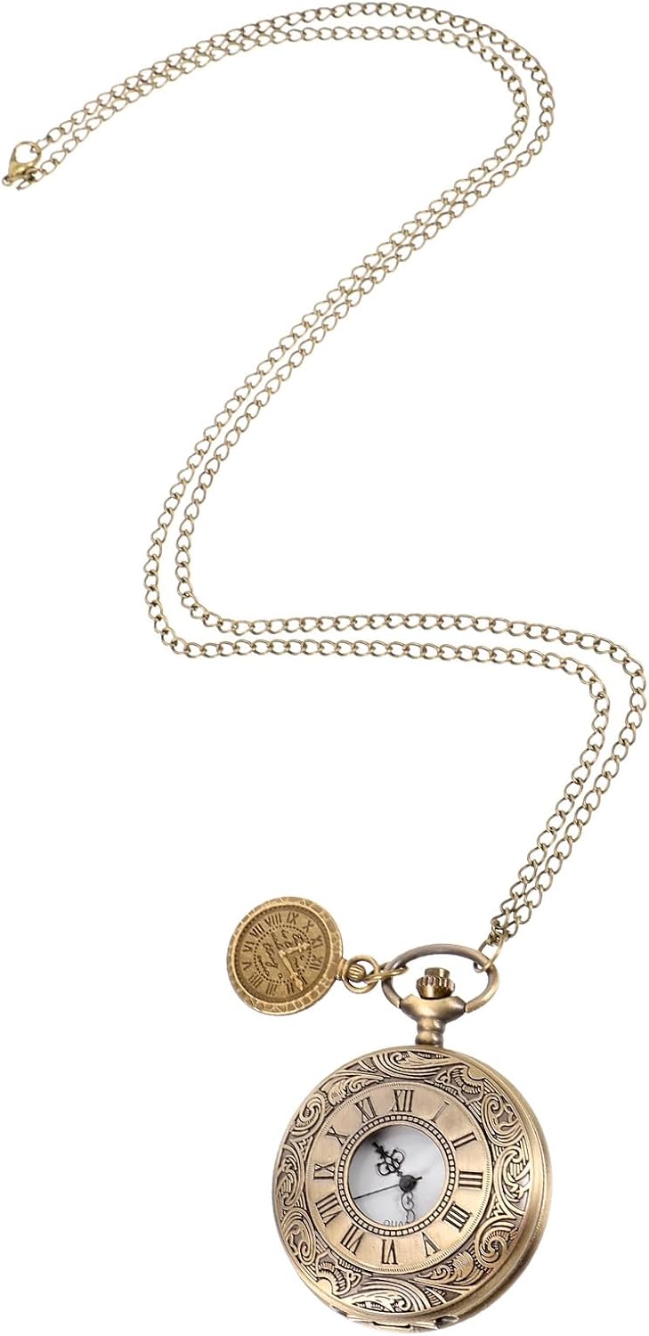 TOYANDONA Vintage Pocket Watch Roman Numeral Men’s Pocket Watch with Roman Dial for Daily Wear