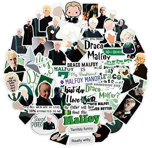 50Pcs D-r-a-c-o M-a-l-f-o-y Waterproof Vinyl Stickers Decals for Laptop Water Bottles Bike Skateboard Luggage Computer Hydro Flask Toy Phone Snowboard. DIY Decoration as Gifts for Kids Girls Teens