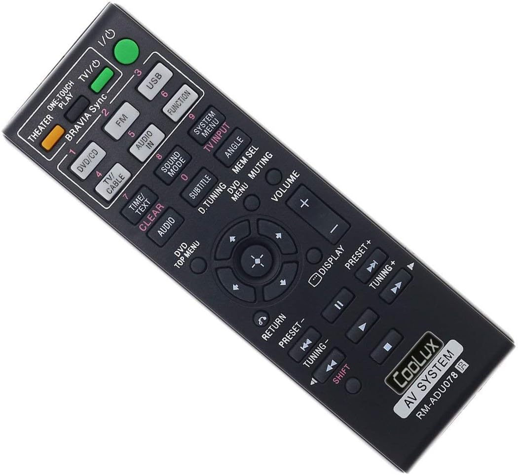 Coolux Universal Remote Control for Sony DVD Home Theater System (Sony-ADU078)