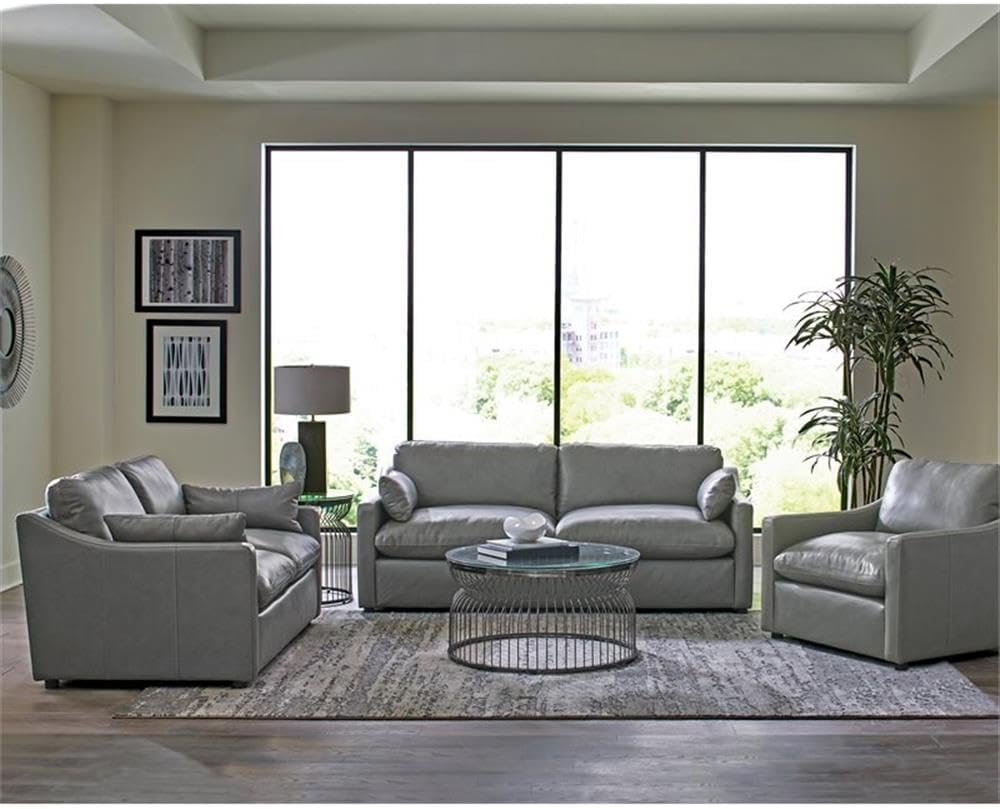 Coaster Home Furnishings Grayson 3-Piece Sloped Arm Upholstered Grey Living Room Set, 506771-S3