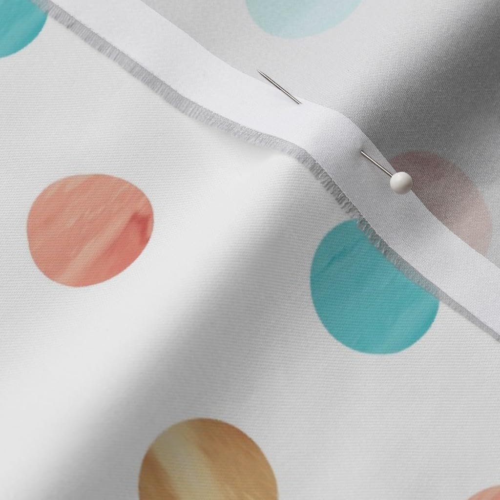 Spoonflower Fabric - Watercolor Polka Dots Coral Pink Mint Aqua Gold Printed on Organic Cotton Sateen Fabric by The Yard - Sewing Quilting Apparel Home Decor