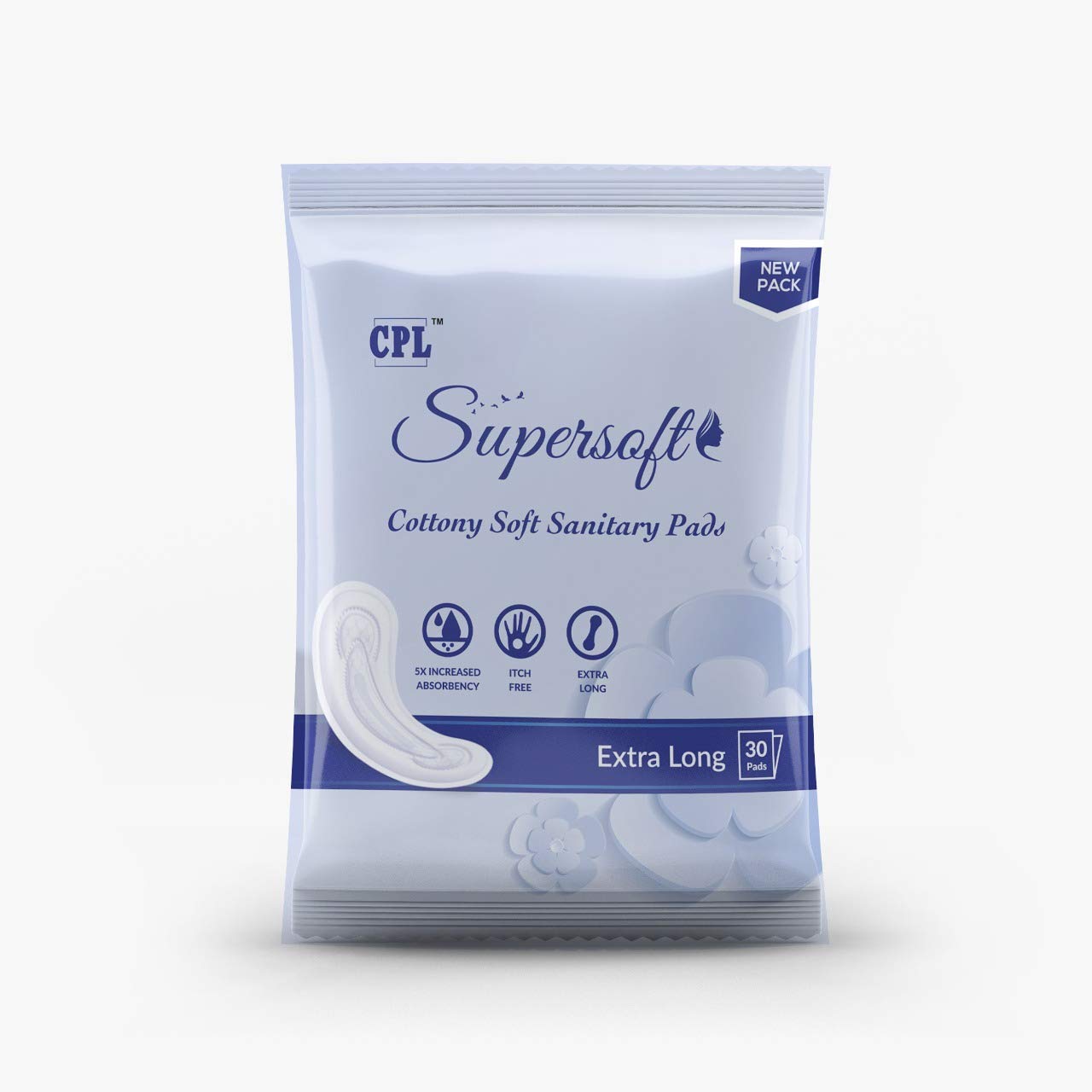 CPLSUPERSOFT 100% Cotton Rash Free Sanitary Pads | Medium Flow to Heavy Flow | XXL Size | 30 Pads