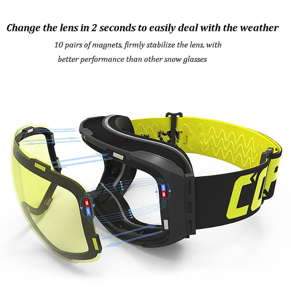 Lunettes de ski pour enfants, lunettes de ski, avec verres antibuée à double couche, lunettes de ski de protection, adaptées aux hommes, aux femmes et aux adolescents, équipement de ski, de patin