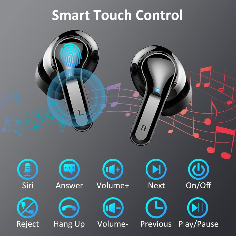 Wireless Earbud, Bluetooth 5.3 Headphones Bluetooth Earbud, Deep Bass Wireless Earphones in Ear Noise Cancelling Ear Buds 40H Dual Mic Call, USB-C LED Display IP7 Waterproof Headset for Sport-2022 New
