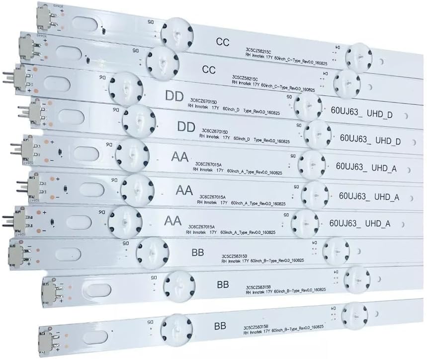 10 PCS LED Backlight Strips (3A+3B+2C+2D) Replacement for LG Innotek 17Y 60'' TV 60UJ63 60UJ6300-UA 60UJ6050-UA EAV63673006