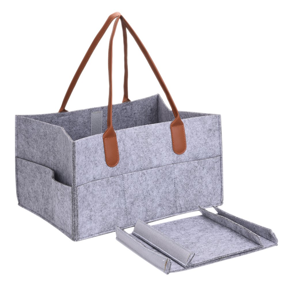Sac Bébé Multiples Poches Panier à Couches WUUDWALK En Feutre - Organisateur Bébé Portable Avec Poches - 33x23x18cm - Noir Panier Cadeau Bébé Luxe