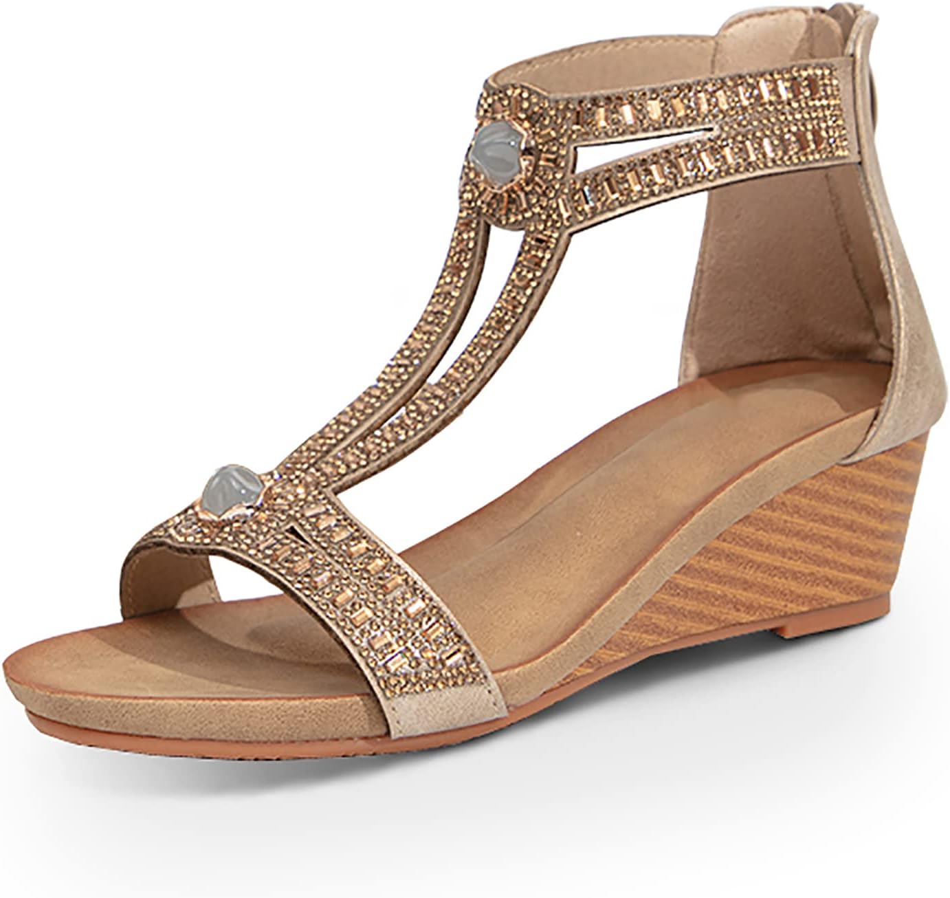 FRALOSHA Women’s Wedge Sandals Open-Toe Casual Summer