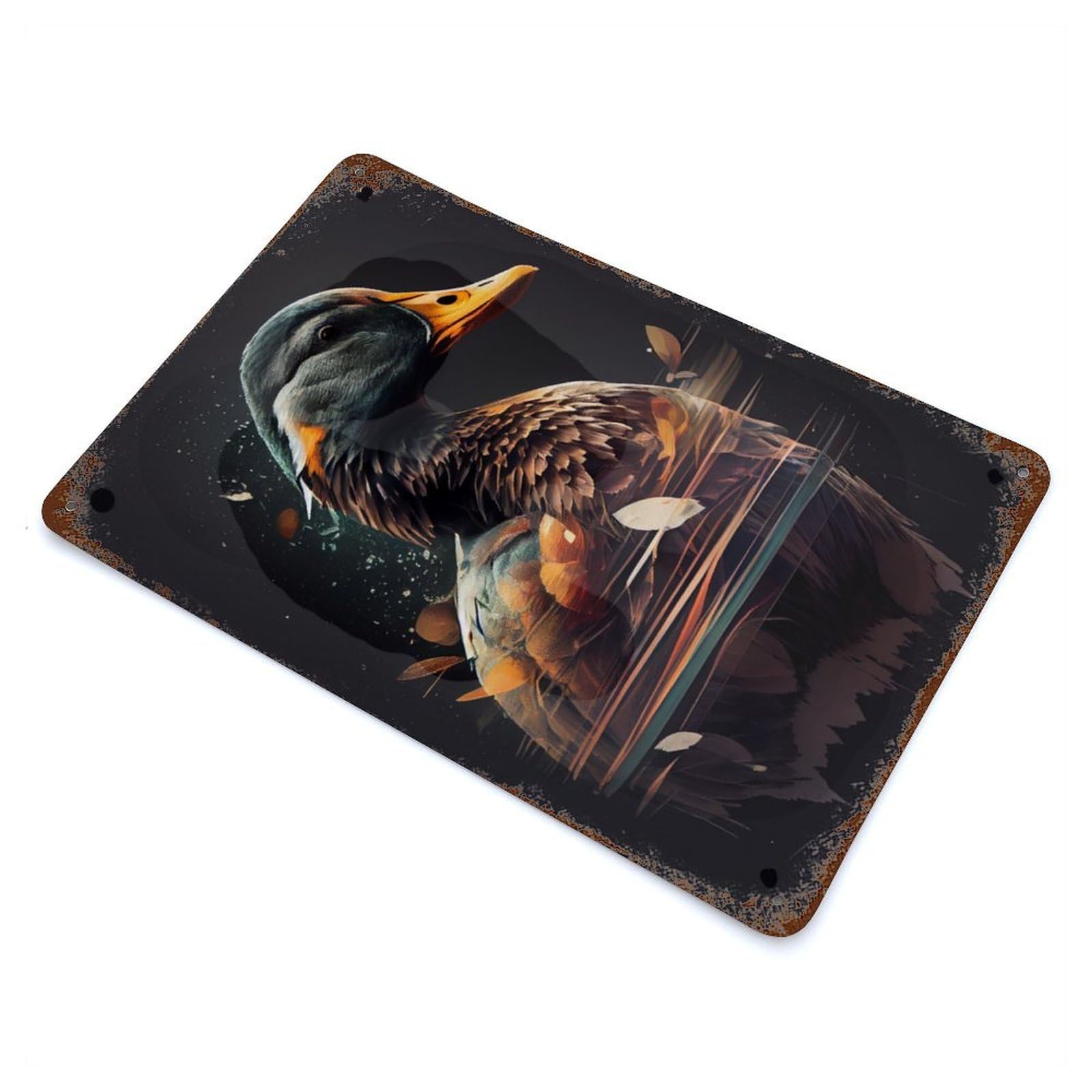 Duck Exposure Art Aged Metal Wall Plaque 11.8"x7.9", Decorative Metal Wall Art for Garage, Pub Or Kitchen