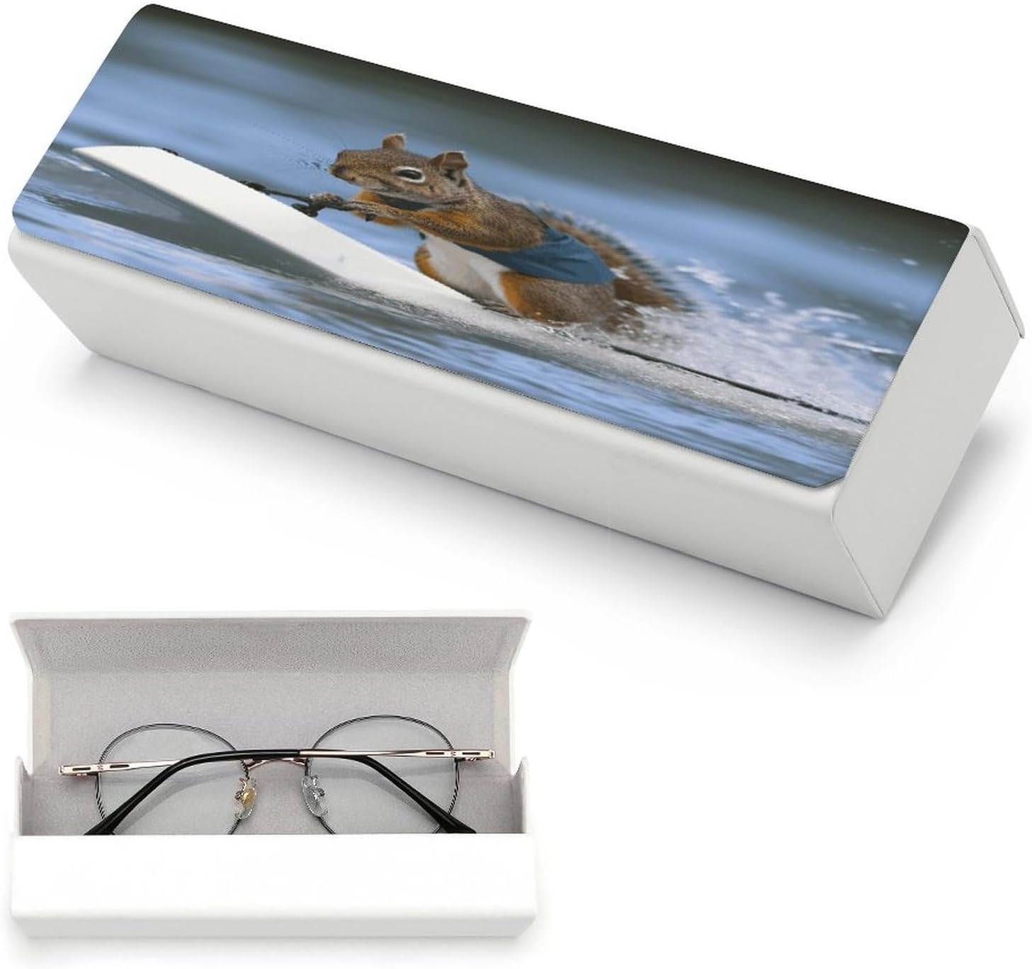 Leather Hard Shell Glasses Case, Portable Travel Sunglasses Case image 5