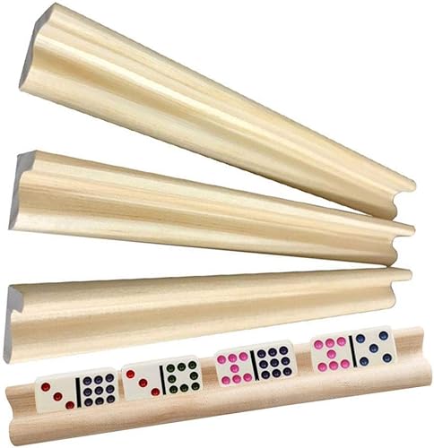 Miniatura 1 de YELING Bastidores de madera para dominó soportes para azulejos de dominó tren mexicano Mahjong para niños personas mayores adultos jugador