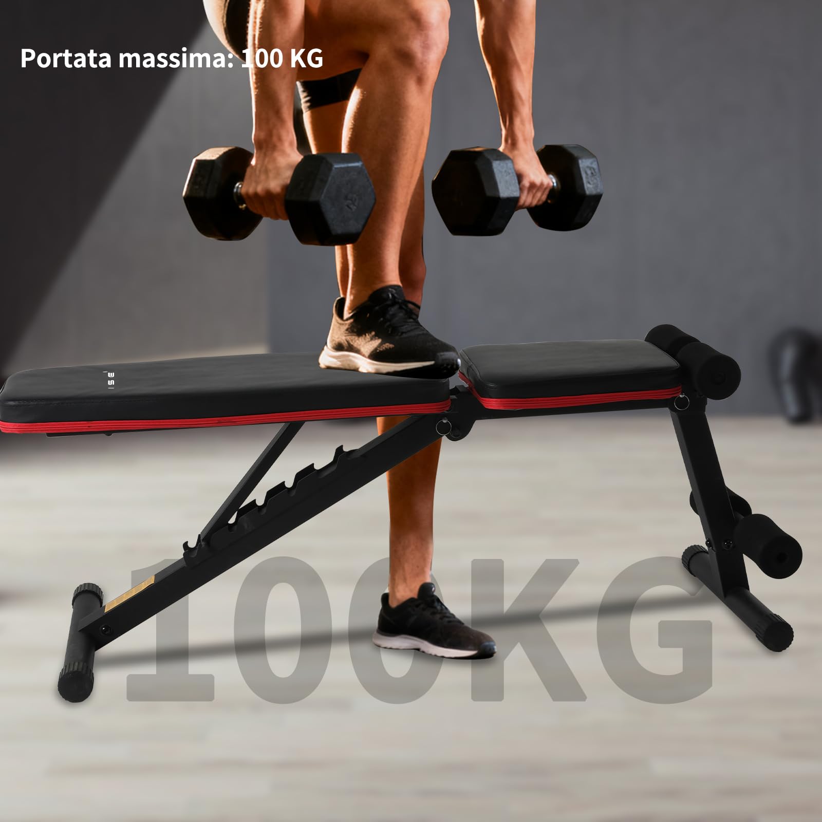 ISE Panca Multifunzione Palestra Casa, Panca Regolabile Panca Pesi Pieghevole Inclinata Fitness per Addominali Allenamento a Casa