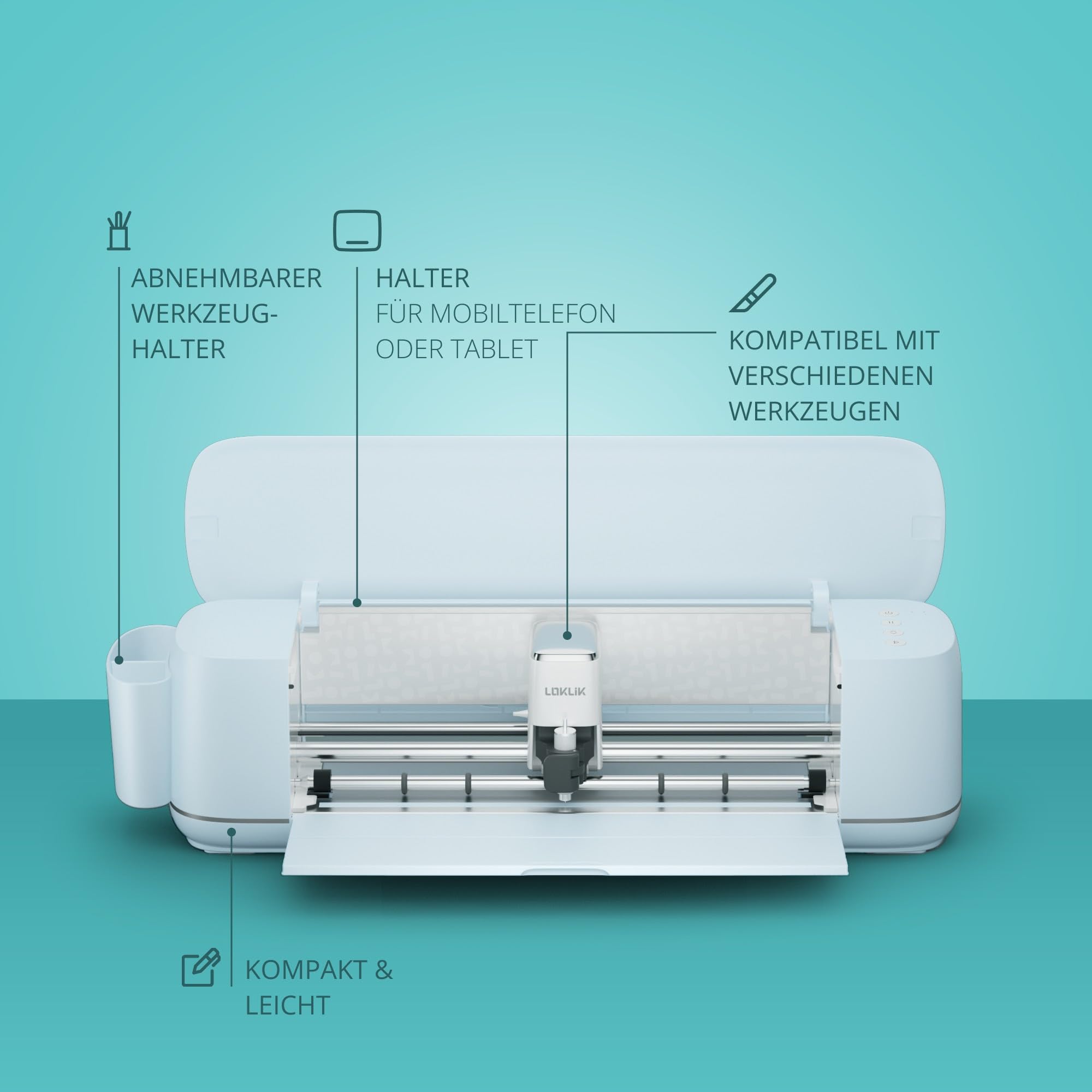 LOKLiK iCraft Plotter Maschine – Schneidemaschine zum Personalisieren von Textilien, Tassen, Taschen, Aufklebern und Dekorationen. Kompatibel mit Flexfolie, Papier, Leder, Karton und mehr. (Blau)