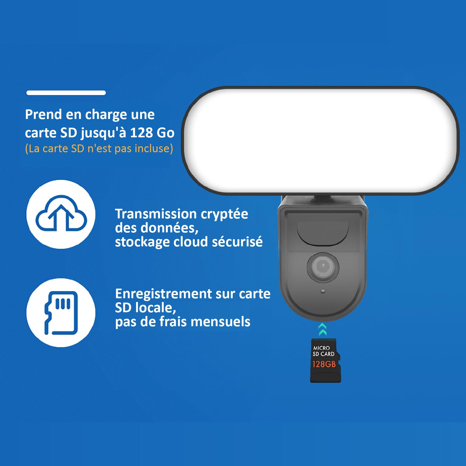 KYF - Caméra Intérieure/Extérieure Filaire Full HD 3MP Fonction éclairage LED 2310 Lumen