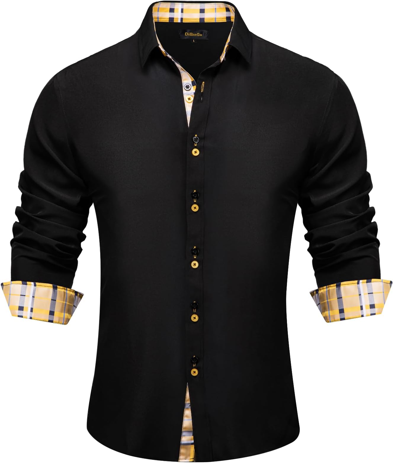 DiBanGu Men's Dress Shirt Long Sleeve Casual Button Down Shirts Regular Fit Inner Contrast Shirt for Business Party