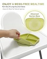 Vista 4 de Newest Toddler Suction Plates for Baby, 100% Food Grade Silicone Baby Plates with Spoon & Fork Set BPA Free, Divided Toddler Plate with Utensils for