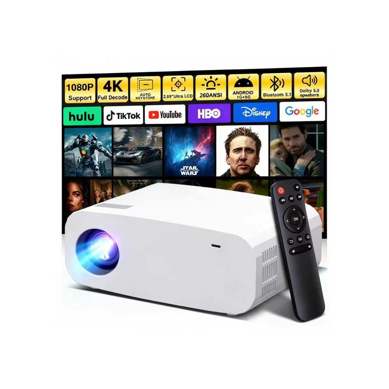 P7 Pro Projector, Portable 4K Projector with WiFi and bluetooth 1080P Support,Electric Keystone Correction,Built-in Netflix/PrimeVideo /YouTube,indoor and Outdoor Movie Projector.（white)-image-22
