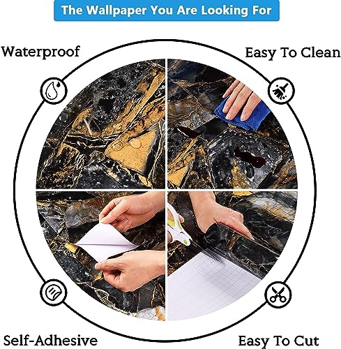 Image of HOME13 Marble Wallpaper Peel & Stick Contact Paper Self Adhesive Decorative Removable Waterproof Wallpaper for Kitchen Cabinet and Furniture Countertops (24 X 100 INCH, Blue Stone Marble)
