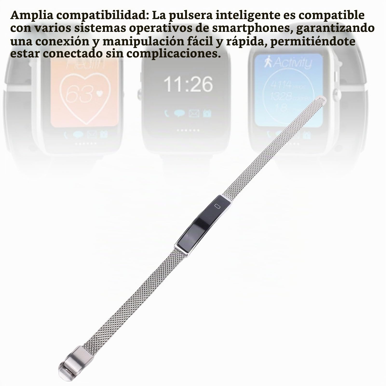 XUMIUZIY Pulsera Inteligente para Hombres y Mujeres, Rastreadores de Actividad y Estado Físico Compatible con Recordatorio de Llamadas Entrantes, Contador de Pasos, Banda Inteligente de (Silver)