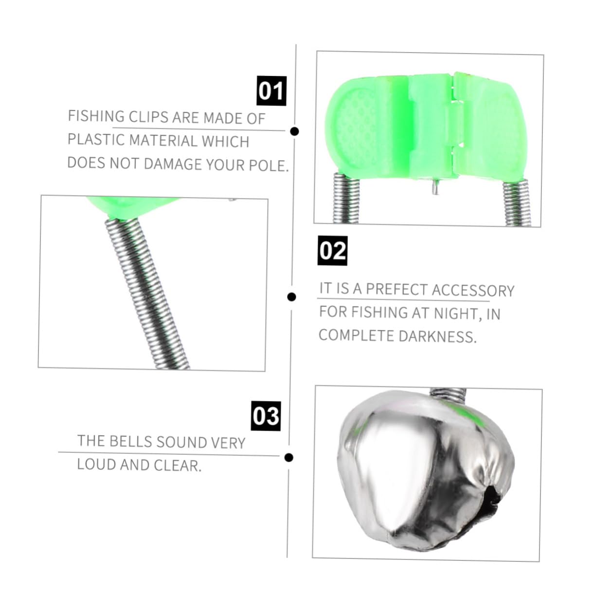 GALPADA 100 Pcs Fishing Bells for Rods Fishing Alert Bells Made of Plastics Metal