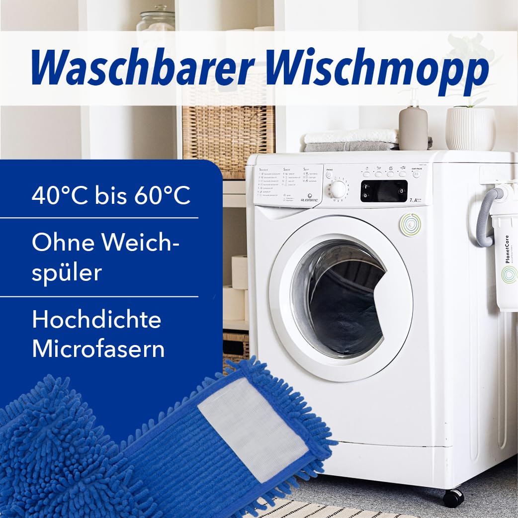 Chenillemopp Basic Wischbezug blau, 50cm - Ersatzbezug für Bodenwischer - Wischmopp Bezug für alle gängigen Klapphalter - Trocken & Nass Reinigung - Bodenreinigung (10x)