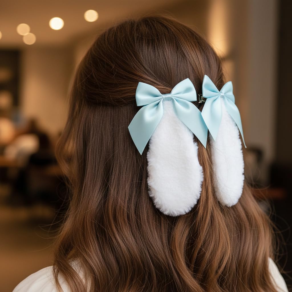 Amazon.com : 1 Pair Blue Girls Bunny Plush Lop Ears Hair Clip